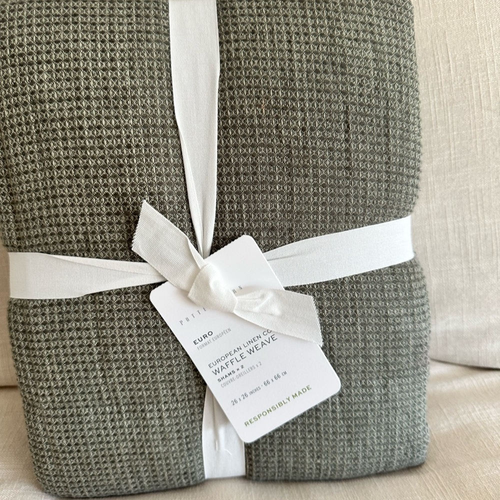 Pottery Barn Olive Waffle Weave Pillow